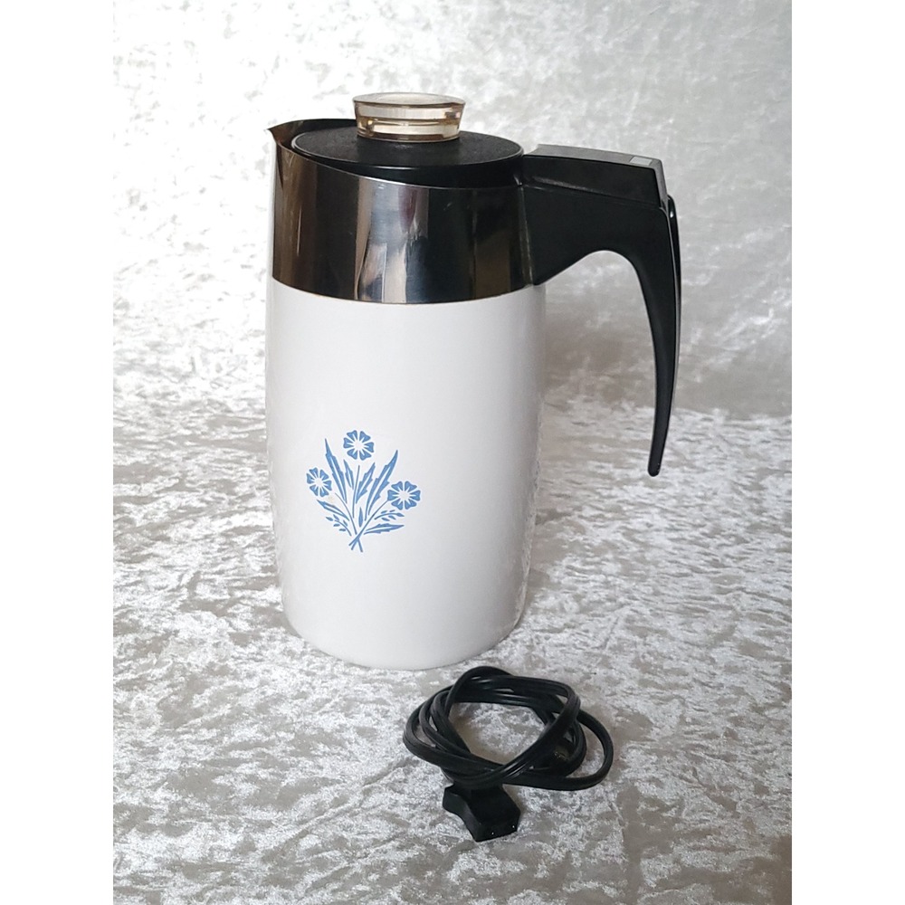 Vtg Corning Ware Blue Cornflower 10 Cup Electric Percolator E-1210 Complete EXC